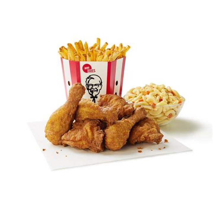 2 Fried Shrimp, a Bucket of Original Recipe KFC, French Fries, and One Pound of Strawberries!