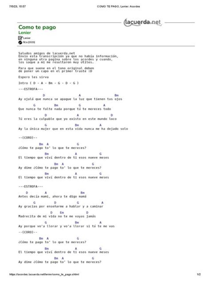 Como Te Pago Letras - Como Te Pago Traducciones