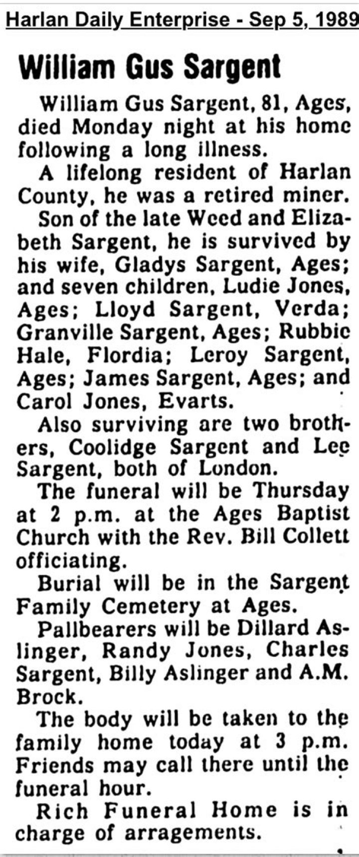 	Gus Sargent Obituary Wilmington Delaware, Gus Sargent Has Died	