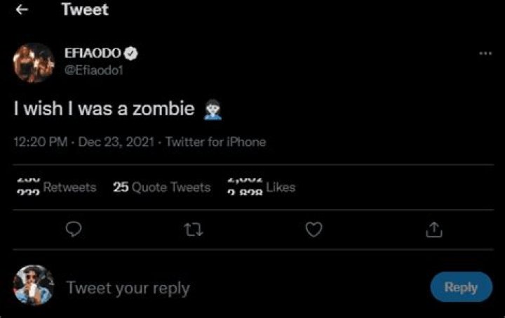 “I Wish I Was A Zombie”-Efia Odo Tweets