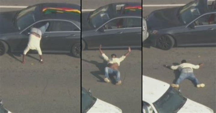 LA police chase driver slowly imitates somersault out of Mercedes-Benz
