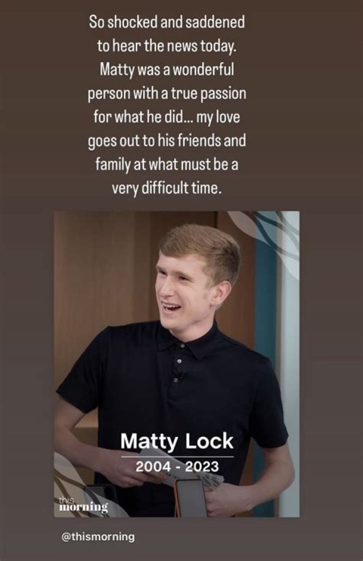 Matty Lock Cause Of Death: What Happened To This Morning Guest Matty Lock?