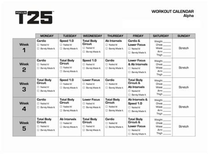T25 Calendar